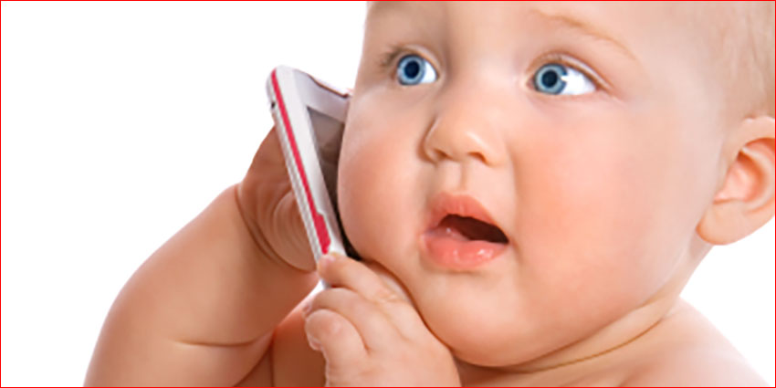 Baby using mobile phone